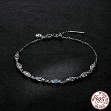 Load image into Gallery viewer, Multicolor Eye Shaped White Stone Studded Evil Eyes Silver Bracelet - Bracelet