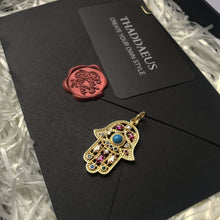 Load image into Gallery viewer, Multicolor Stone Hamsa Hand Silver Pendant - Pendant