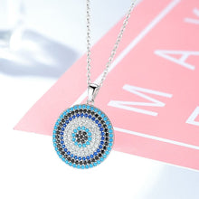 Load image into Gallery viewer, Multicolor Stone Studded Evil Eye Silver Necklaces - NecklaceRose Gold