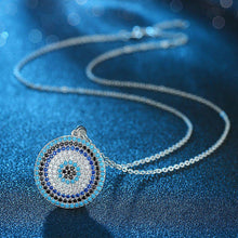 Load image into Gallery viewer, Multicolor Stone Studded Evil Eye Silver Necklaces - NecklaceRose Gold