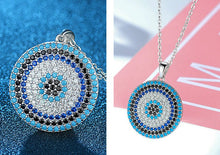 Load image into Gallery viewer, Multicolor Stone Studded Evil Eye Silver Necklaces - NecklaceRose Gold