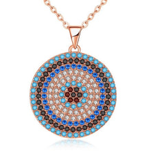 Load image into Gallery viewer, Multicolor Stone Studded Evil Eye Silver Necklaces - NecklaceRose Gold