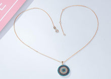 Load image into Gallery viewer, Multicolor Stone Studded Evil Eye Silver Necklaces - NecklaceRose Gold