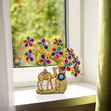 Load image into Gallery viewer, Multicolor Tree and Camel with Evil Eye Desktop Ornament - Ornament