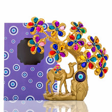 Load image into Gallery viewer, Multicolor Tree and Camel with Evil Eye Desktop Ornament - Ornament