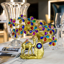 Load image into Gallery viewer, Multicolor Tree and Camel with Evil Eye Desktop Ornament - Ornament