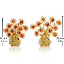 Load image into Gallery viewer, Orange Flowers with Evil Eyes in Feng Shui Money Bag Desktop Ornament - Ornament
