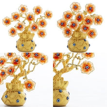 Load image into Gallery viewer, Orange Flowers with Evil Eyes in Feng Shui Money Bag Desktop Ornament - Ornament