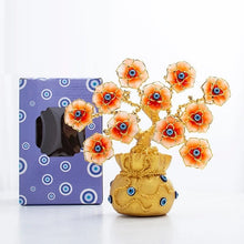 Load image into Gallery viewer, Orange Flowers with Evil Eyes in Feng Shui Money Bag Desktop Ornament - Ornament