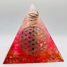 Load image into Gallery viewer, Orgonaite Pyramid with Passionate Red and White Quartz - Home Decor5 cm or 1.96" inches