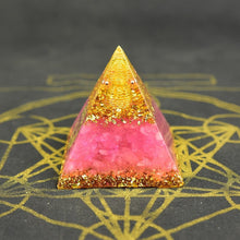 Load image into Gallery viewer, Orgone Pyramid with Divine Om and Loving Rose Quartz - Home Decor