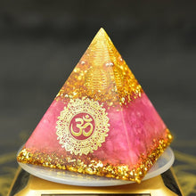 Load image into Gallery viewer, Orgone Pyramid with Divine Om and Loving Rose Quartz - Home Decor
