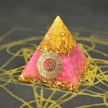 Load image into Gallery viewer, Orgone Pyramid with Divine Om and Loving Rose Quartz - Home Decor