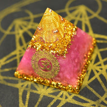 Load image into Gallery viewer, Orgone Pyramid with Divine Om and Loving Rose Quartz - Home Decor