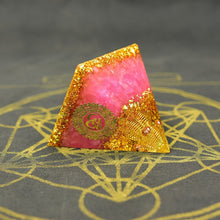 Load image into Gallery viewer, Orgone Pyramid with Divine Om and Loving Rose Quartz - Home Decor