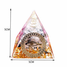 Load image into Gallery viewer, Orgone Pyramid with Enigmatic Eye of Horus and Radiant Rutilated Quartz - Home Decor5 cm or 1.96"