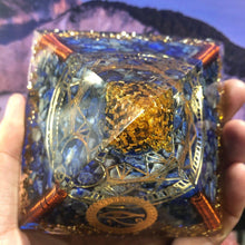 Load image into Gallery viewer, Orgone Pyramid with Eye of Horus and Lapis Lazuli - Ornament