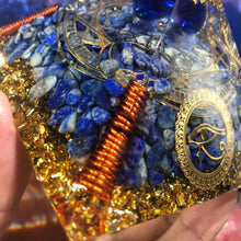 Load image into Gallery viewer, Orgone Pyramid with Eye of Horus and Lapis Lazuli - Ornament