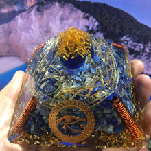 Load image into Gallery viewer, Orgone Pyramid with Eye of Horus and Lapis Lazuli - Ornament