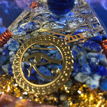 Load image into Gallery viewer, Orgone Pyramid with Eye of Horus and Lapis Lazuli - Ornament