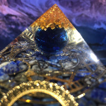 Load image into Gallery viewer, Orgone Pyramid with Eye of Horus and Lapis Lazuli - Ornament