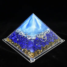 Load image into Gallery viewer, Orgone Pyramid with Mystical Eye of Horus and Lustrous Lapis Lazuli - Home Decor