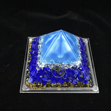 Load image into Gallery viewer, Orgone Pyramid with Mystical Eye of Horus and Lustrous Lapis Lazuli - Home Decor