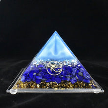 Load image into Gallery viewer, Orgone Pyramid with Mystical Eye of Horus and Lustrous Lapis Lazuli - Home Decor
