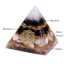 Load image into Gallery viewer, Orgone Pyramid with Powerful Black Obsidian and White Quartz - Home DecorOnly Copper6 cm or 2.35" inches