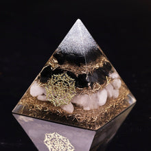 Load image into Gallery viewer, Orgone Pyramid with Powerful Black Obsidian and White Quartz - Home DecorOnly Copper6 cm or 2.35" inches