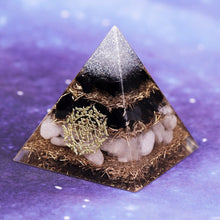 Load image into Gallery viewer, Orgone Pyramid with Powerful Black Obsidian and White Quartz - Home DecorOnly Copper6 cm or 2.35" inches