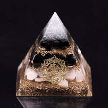 Load image into Gallery viewer, Orgone Pyramid with Powerful Black Obsidian and White Quartz - Home DecorOnly Copper6 cm or 2.35" inches