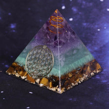 Load image into Gallery viewer, Orgone Pyramid with Protective Tiger’s Eye and Amethyst - Home Decor5 cm or 1.96" inches
