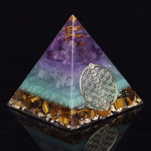 Load image into Gallery viewer, Orgone Pyramid with Protective Tiger’s Eye and Amethyst - Home Decor5 cm or 1.96" inches