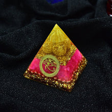 Load image into Gallery viewer, Orgone Pyramid with Sacred Eye of Horus and Loving Rose Quartz - Home Decor