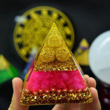 Load image into Gallery viewer, Orgone Pyramid with Sacred Eye of Horus and Loving Rose Quartz - Home Decor