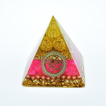 Load image into Gallery viewer, Orgone Pyramid with Sacred Eye of Horus and Loving Rose Quartz - Home Decor