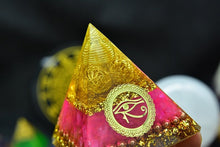 Load image into Gallery viewer, Orgone Pyramid with Sacred Eye of Horus and Loving Rose Quartz - Home Decor