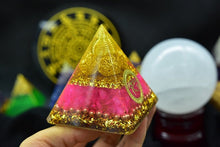 Load image into Gallery viewer, Orgone Pyramid with Sacred Eye of Horus and Loving Rose Quartz - Home Decor