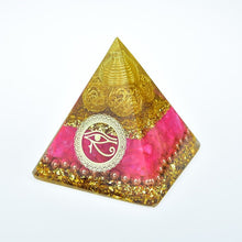 Load image into Gallery viewer, Orgone Pyramid with Sacred Eye of Horus and Loving Rose Quartz - Home Decor