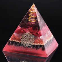 Load image into Gallery viewer, Orgonite Pyramid with Intense Garnet, Red Coral, and Red Agate - Home Decor6 cm or 2.35" inches