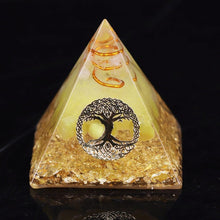 Load image into Gallery viewer, Orgonite Pyramid with Revitalizing Yellow Agate and White Quartz - Home DecorDesign 25 cm or 1.96" inches
