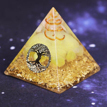 Load image into Gallery viewer, Orgonite Pyramid with Revitalizing Yellow Agate and White Quartz - Home DecorDesign 25 cm or 1.96" inches