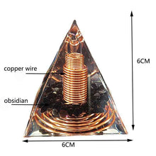 Load image into Gallery viewer, Orgonite Pyramid with Spiral Copper Wire and Power Black Obsidian - Home Decor