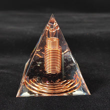 Load image into Gallery viewer, Orgonite Pyramid with Spiral Copper Wire and Power Black Obsidian - Home Decor