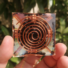 Load image into Gallery viewer, Orgonite Pyramid with Spiral Copper Wire and Power Black Obsidian - Home Decor