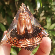 Load image into Gallery viewer, Orgonite Pyramid with Spiral Copper Wire and Power Black Obsidian - Home Decor