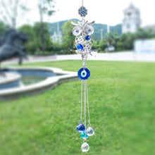 Load image into Gallery viewer, Owl with Evil Eyes Wall Hanging with Suncatcher Crystals - Wall Hanging