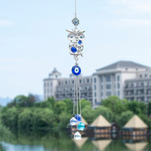 Load image into Gallery viewer, Owl with Evil Eyes Wall Hanging with Suncatcher Crystals - Wall Hanging