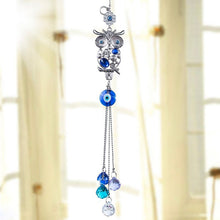 Load image into Gallery viewer, Owl with Evil Eyes Wall Hanging with Suncatcher Crystals - Wall Hanging